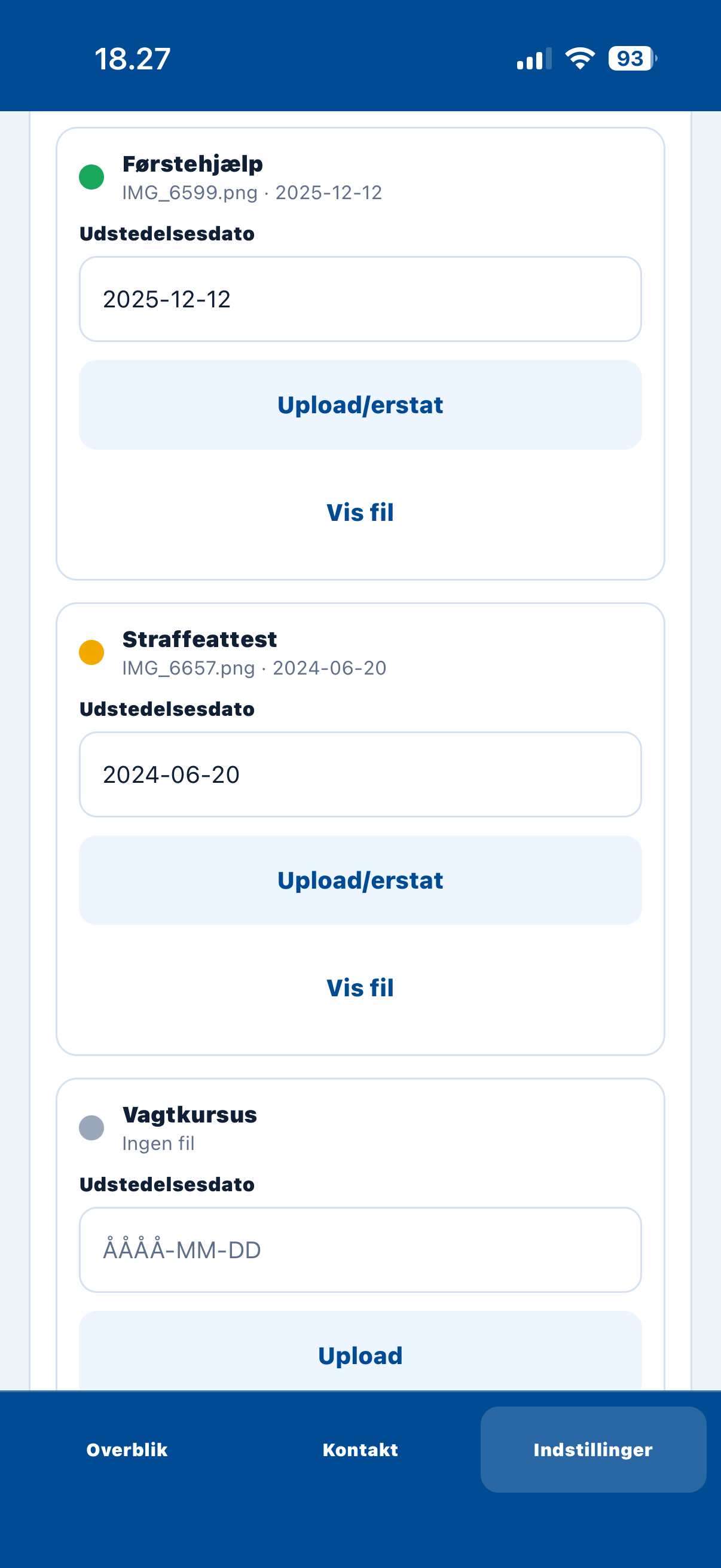 StaffPlan app med dokumenter